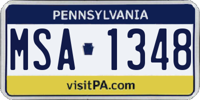 PA license plate MSA1348