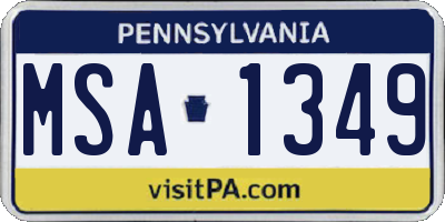 PA license plate MSA1349