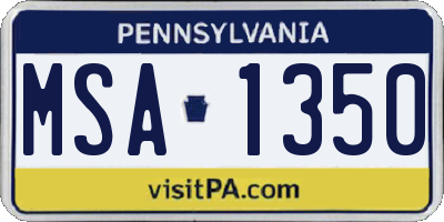 PA license plate MSA1350