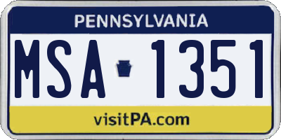 PA license plate MSA1351