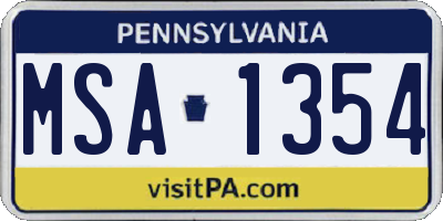 PA license plate MSA1354