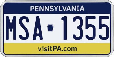 PA license plate MSA1355