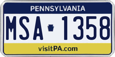 PA license plate MSA1358