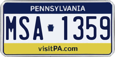 PA license plate MSA1359
