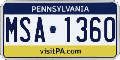PA license plate MSA1360