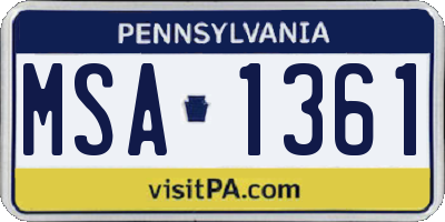 PA license plate MSA1361