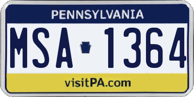 PA license plate MSA1364