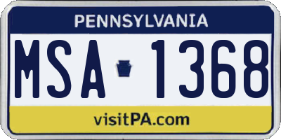 PA license plate MSA1368