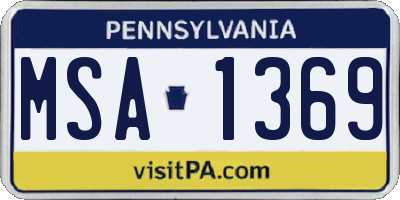 PA license plate MSA1369