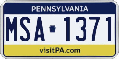 PA license plate MSA1371