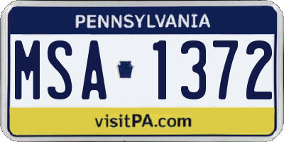 PA license plate MSA1372