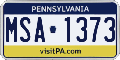 PA license plate MSA1373