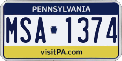 PA license plate MSA1374