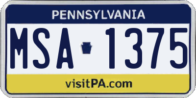 PA license plate MSA1375