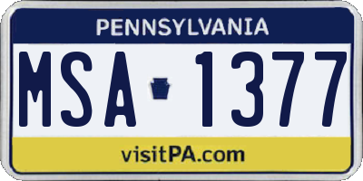 PA license plate MSA1377