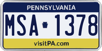 PA license plate MSA1378
