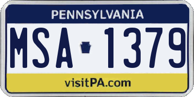 PA license plate MSA1379