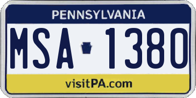 PA license plate MSA1380