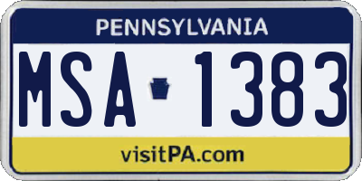 PA license plate MSA1383