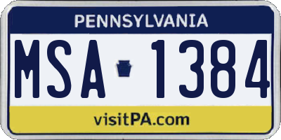 PA license plate MSA1384