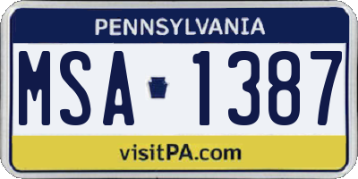 PA license plate MSA1387