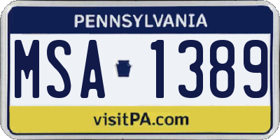 PA license plate MSA1389