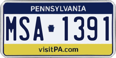 PA license plate MSA1391