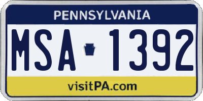 PA license plate MSA1392