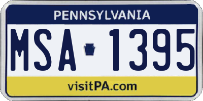 PA license plate MSA1395