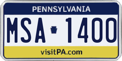 PA license plate MSA1400