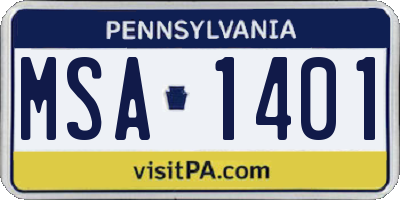 PA license plate MSA1401