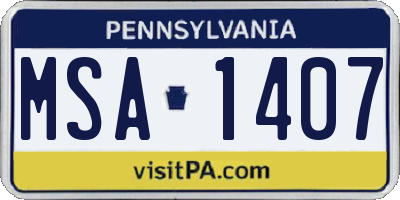 PA license plate MSA1407