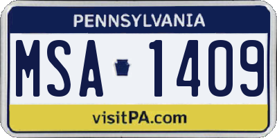 PA license plate MSA1409