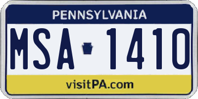 PA license plate MSA1410