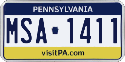 PA license plate MSA1411