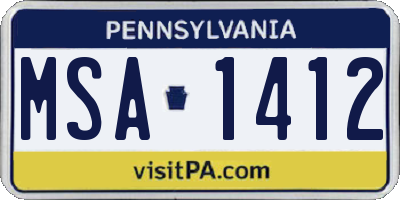PA license plate MSA1412