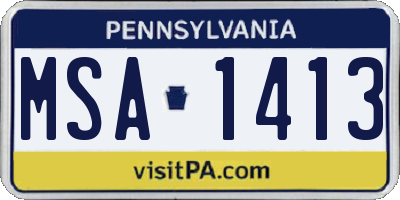 PA license plate MSA1413