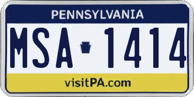 PA license plate MSA1414