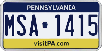 PA license plate MSA1415