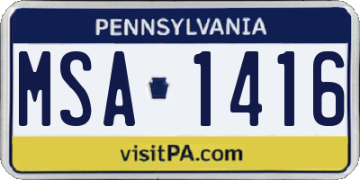 PA license plate MSA1416