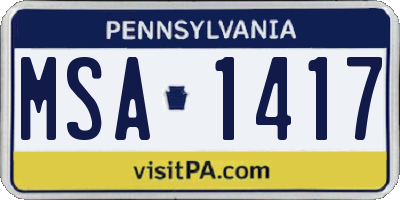 PA license plate MSA1417