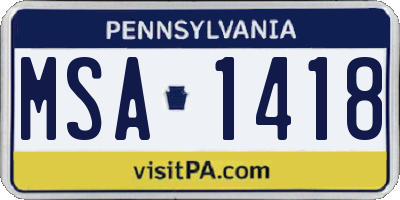 PA license plate MSA1418