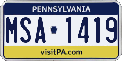PA license plate MSA1419