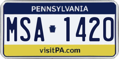 PA license plate MSA1420