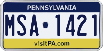 PA license plate MSA1421
