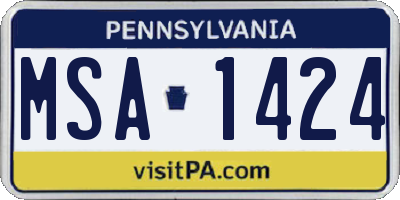 PA license plate MSA1424