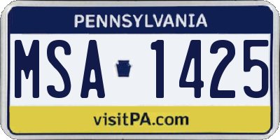 PA license plate MSA1425