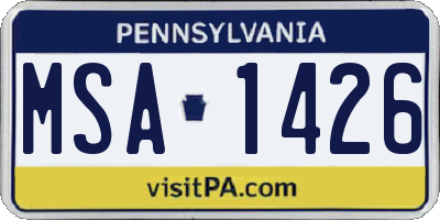 PA license plate MSA1426