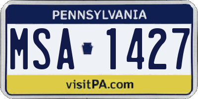 PA license plate MSA1427
