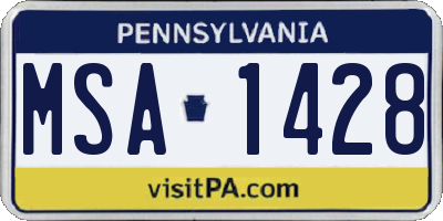 PA license plate MSA1428